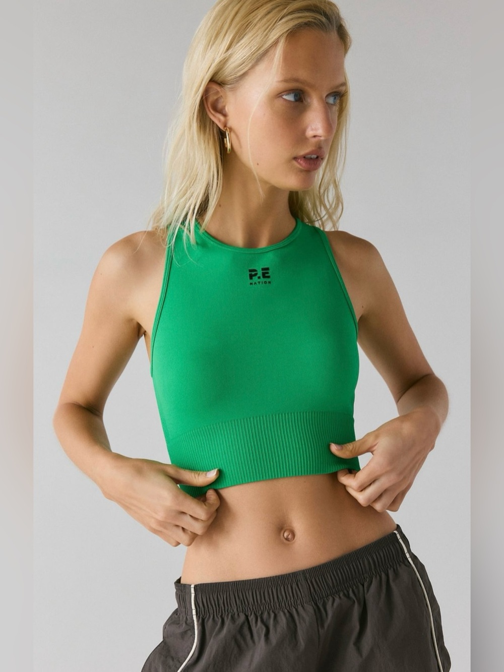 URBAN OUTFITTERS P.E Nation Kelly Green Restore Seamless Crop Tank Top L NWT UO